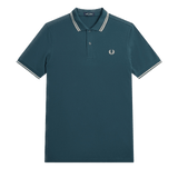 Polo Fred Perry M3600 Azul Petróleo Ostra Claro - ECRU