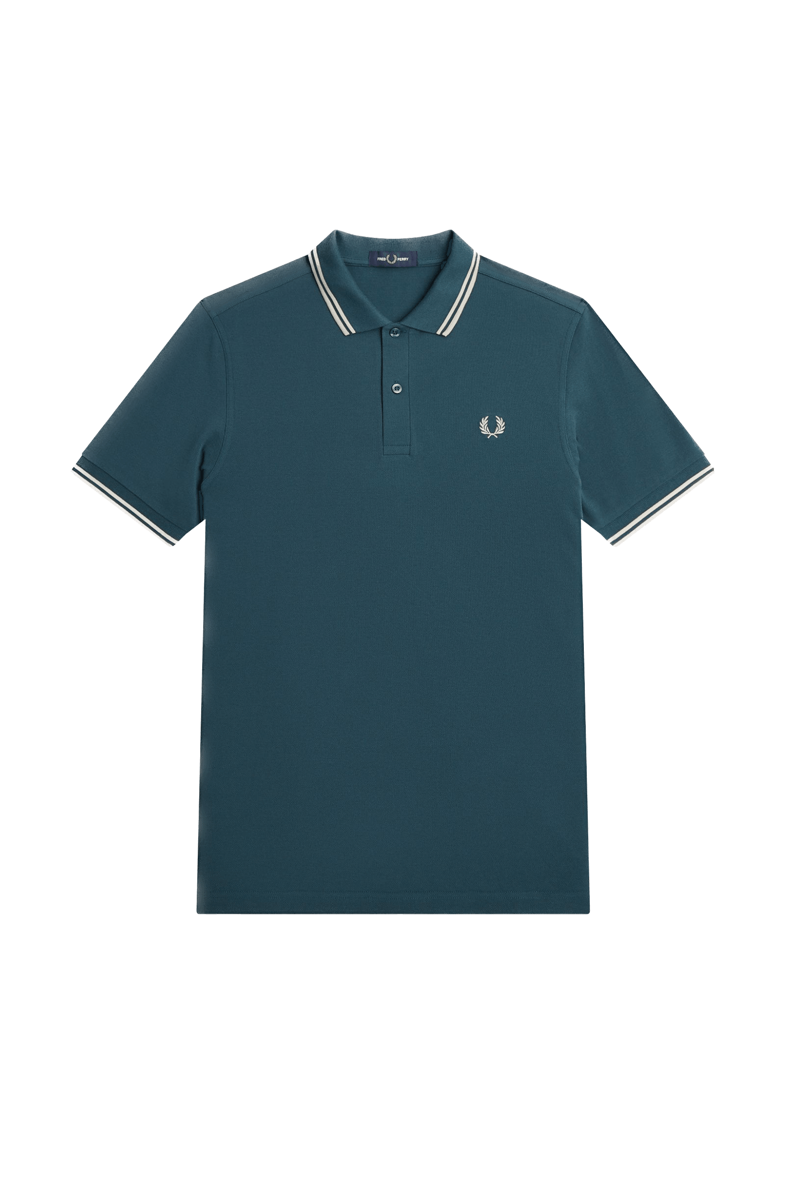 Polo Fred Perry M3600 Azul Petróleo Ostra Claro - ECRU