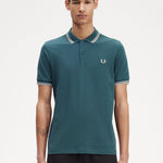 Polo Fred Perry M3600 Azul Petróleo Ostra Claro - ECRU