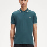 Polo Fred Perry M3600 Azul Petróleo Ostra Claro - ECRU