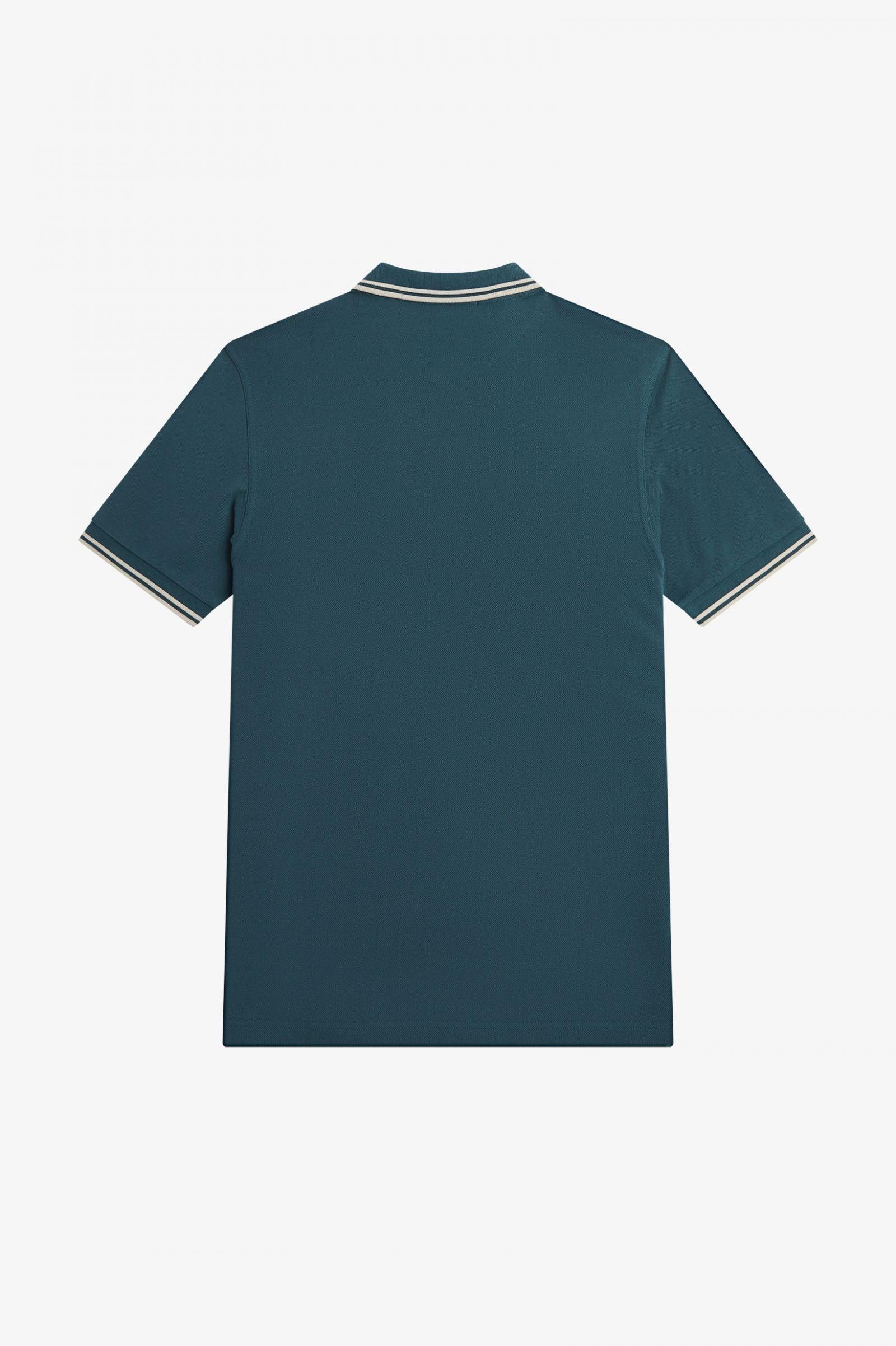 Polo Fred Perry M3600 Azul Petróleo Ostra Claro - ECRU