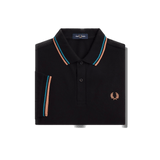 Polo Fred Perry M3600 Negro Azul cibernético Óxido claro - ECRU