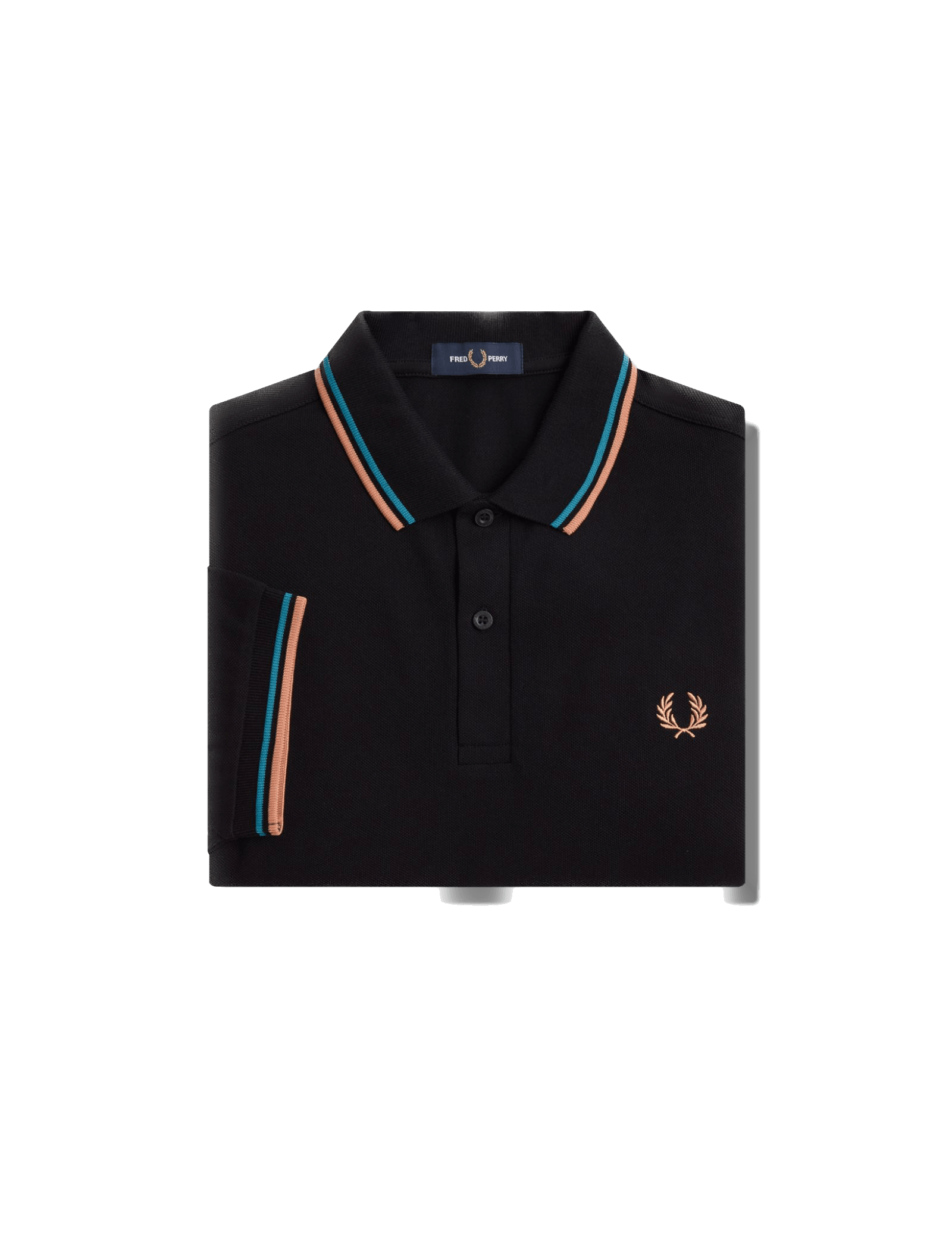 Polo Fred Perry M3600 Negro Azul cibernético Óxido claro - ECRU