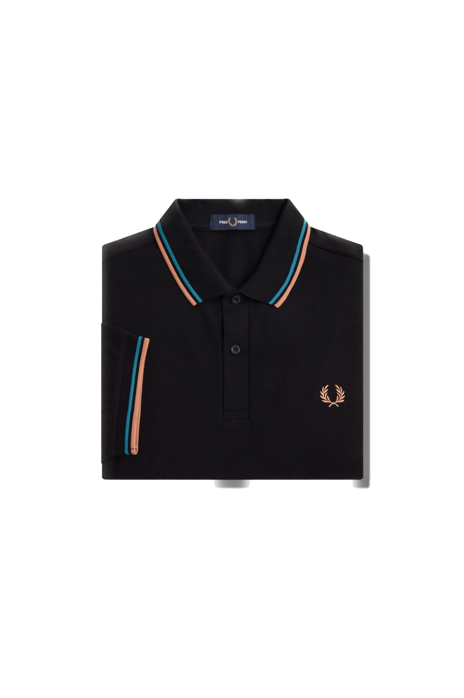 Polo Fred Perry M3600 Negro Azul cibernético Óxido claro - ECRU