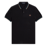 Polo Fred Perry M3600 Negro Azul cibernético Óxido claro - ECRU