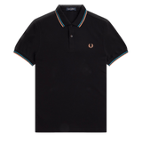 Polo Fred Perry M3600 Negro Azul cibernético Óxido claro - ECRU