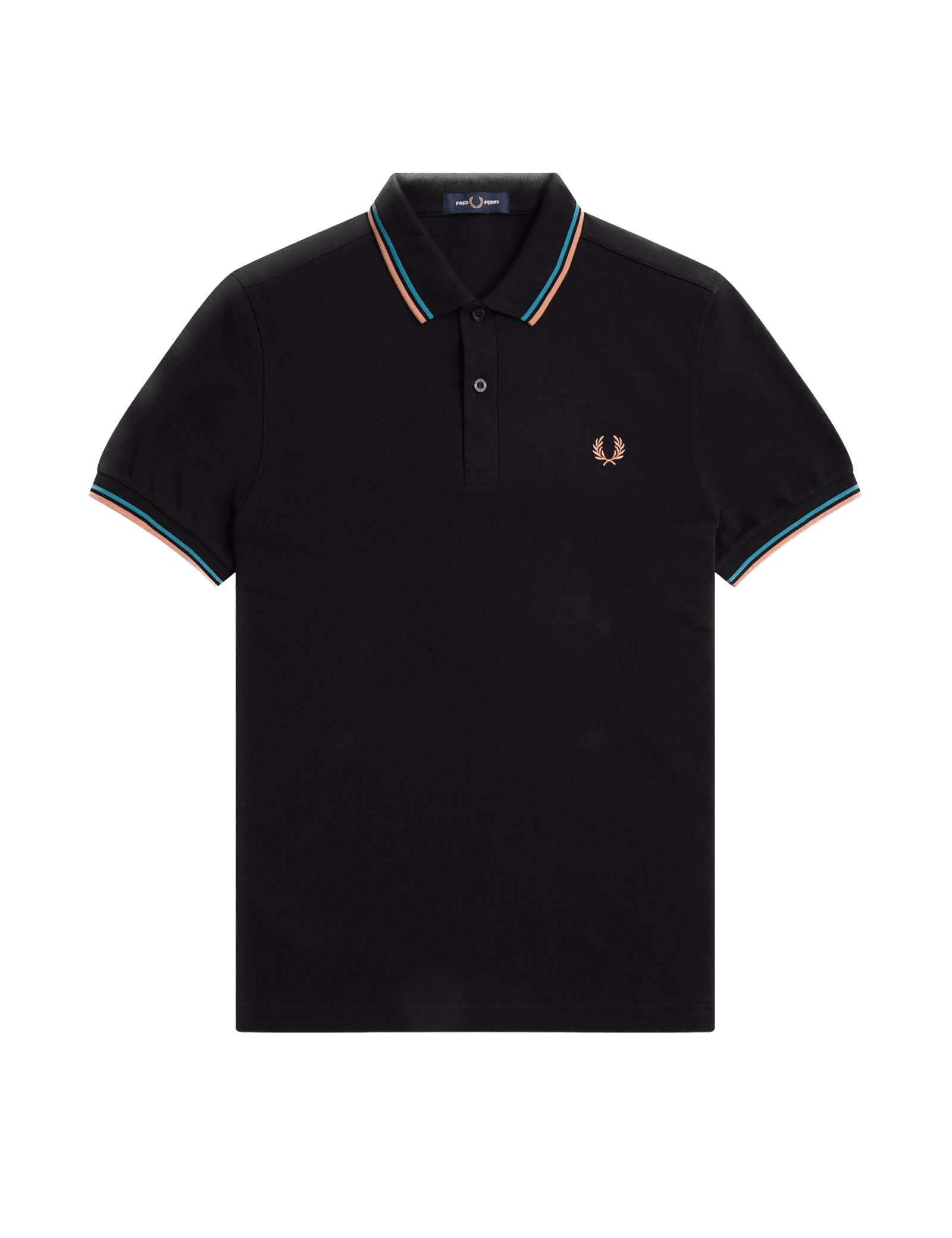 Polo Fred Perry M3600 Negro Azul cibernético Óxido claro - ECRU