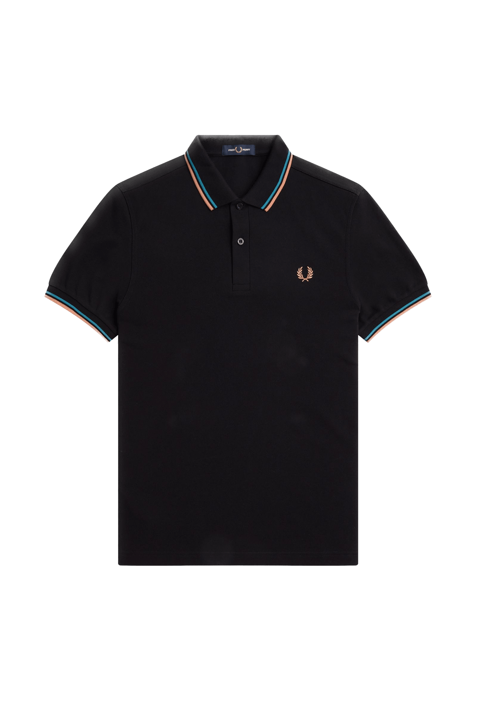 Polo Fred Perry M3600 Negro Azul cibernético Óxido claro - ECRU