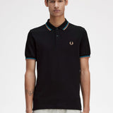 Polo Fred Perry M3600 Negro Azul cibernético Óxido claro - ECRU