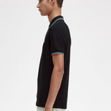 Polo Fred Perry M3600 Negro Azul cibernético Óxido claro - ECRU