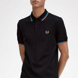 Polo Fred Perry M3600 Negro Azul cibernético Óxido claro - ECRU