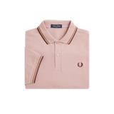 Polo Fred Perry M3600 Rosa empolvado Piedra sombreado Rojo oscuro - ECRU