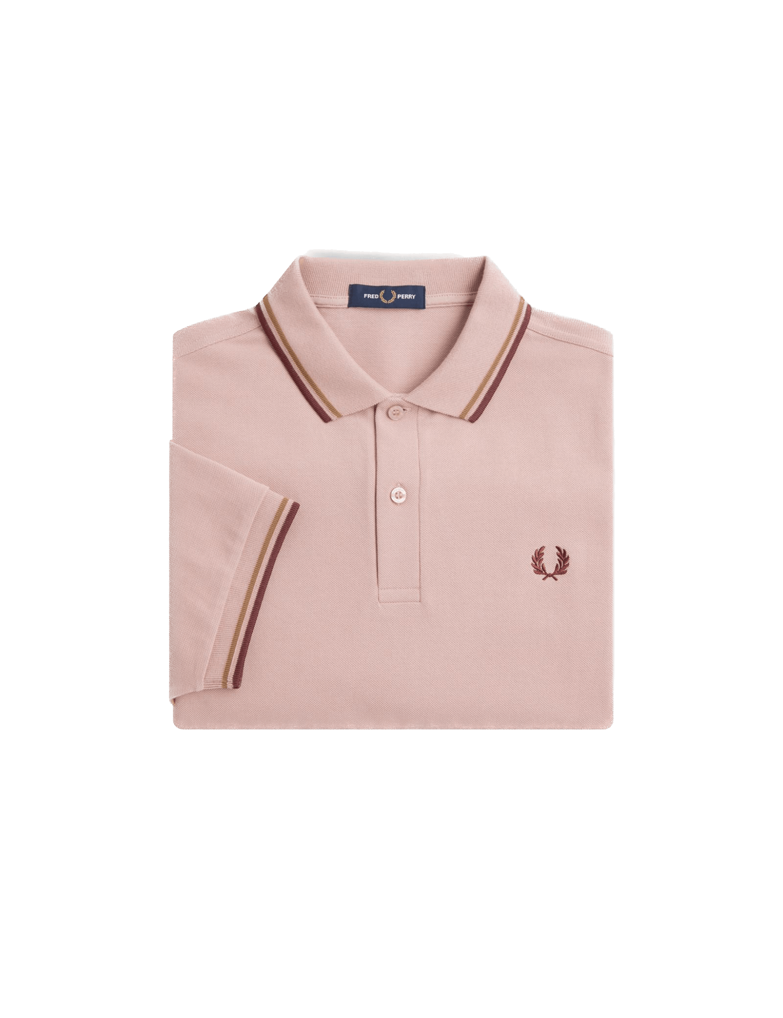 Polo Fred Perry M3600 Rosa empolvado Piedra sombreado Rojo oscuro - ECRU