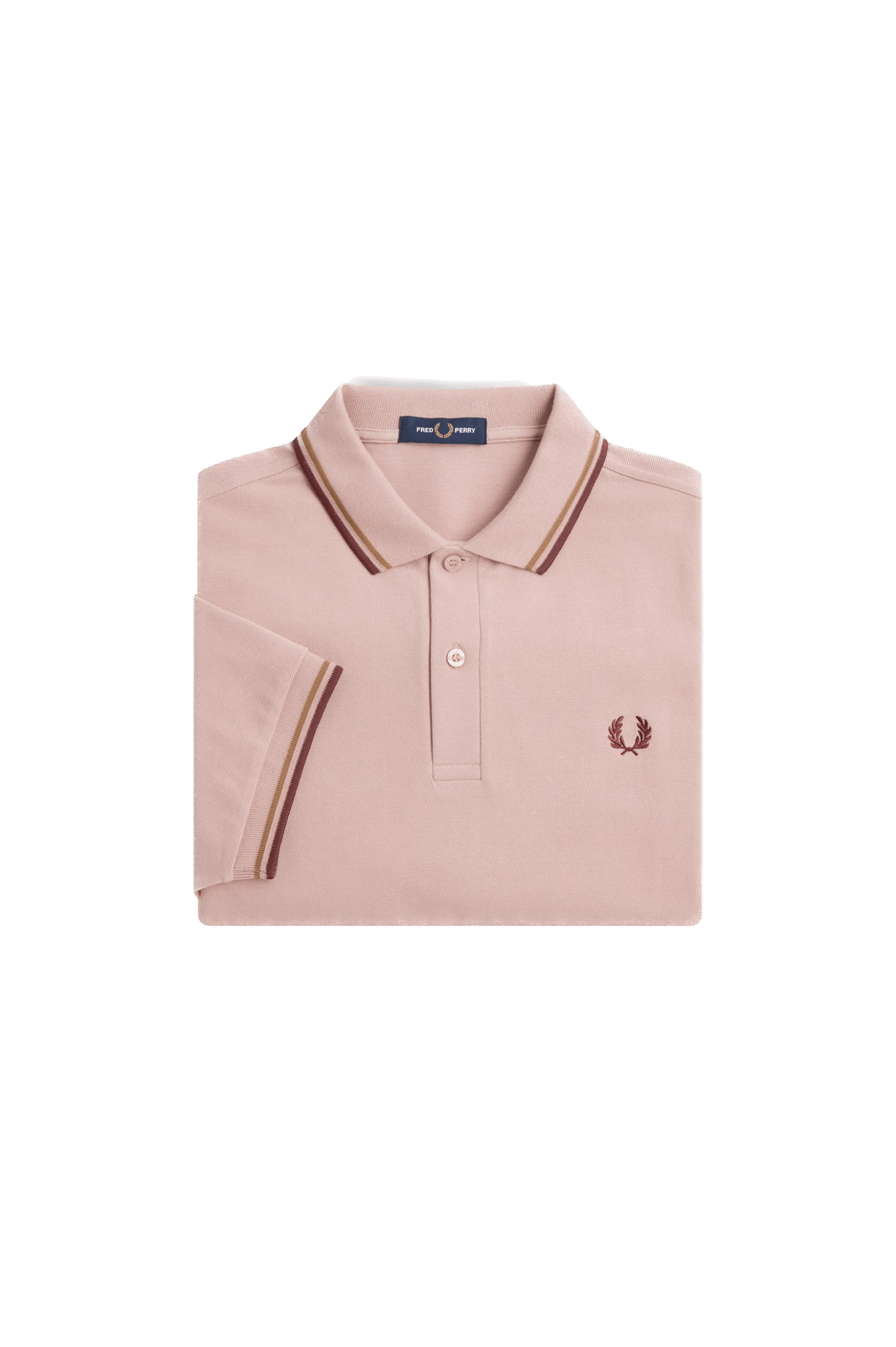 Polo Fred Perry M3600 Rosa empolvado Piedra sombreado Rojo oscuro - ECRU