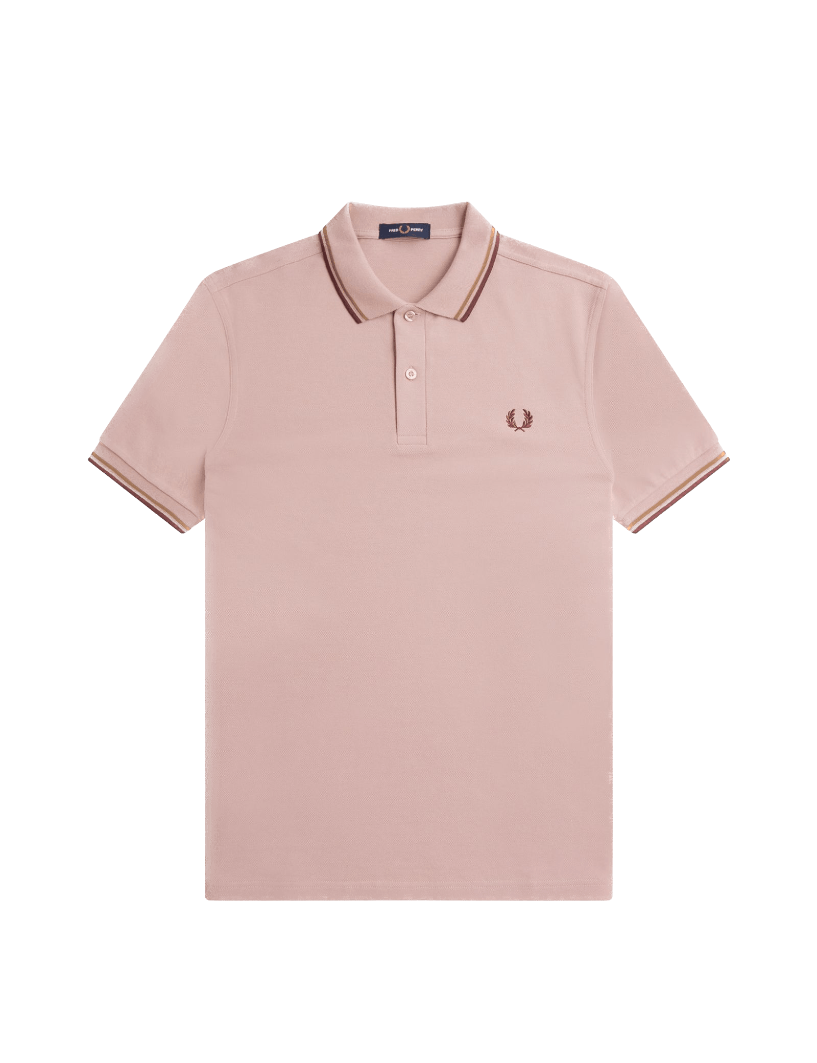 Polo Fred Perry M3600 Rosa empolvado Piedra sombreado Rojo oscuro - ECRU