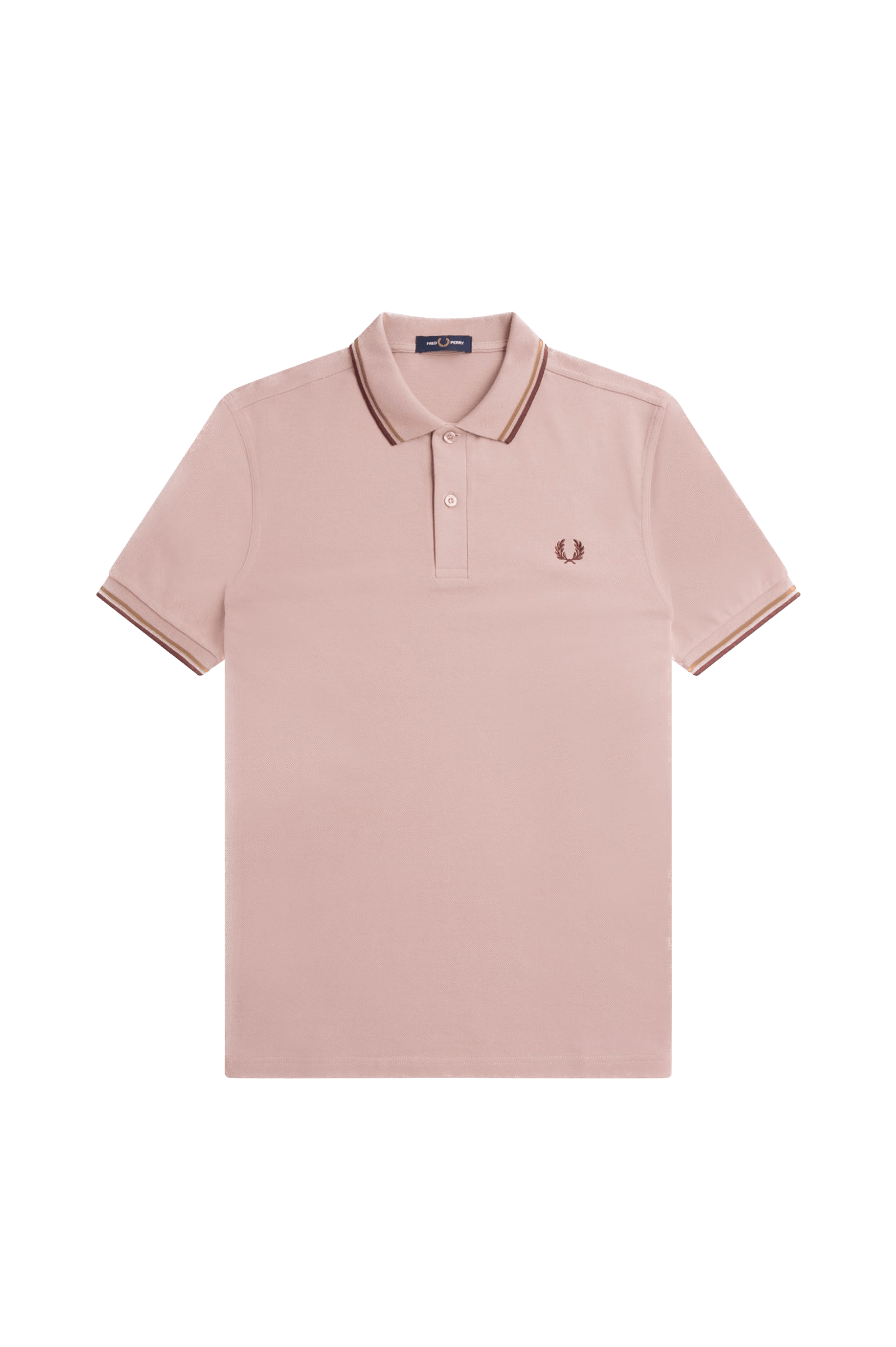 Polo Fred Perry M3600 Rosa empolvado Piedra sombreado Rojo oscuro - ECRU