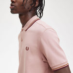 Polo Fred Perry M3600 Rosa empolvado Piedra sombreado Rojo oscuro - ECRU