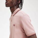 Polo Fred Perry M3600 Rosa empolvado Piedra sombreado Rojo oscuro - ECRU