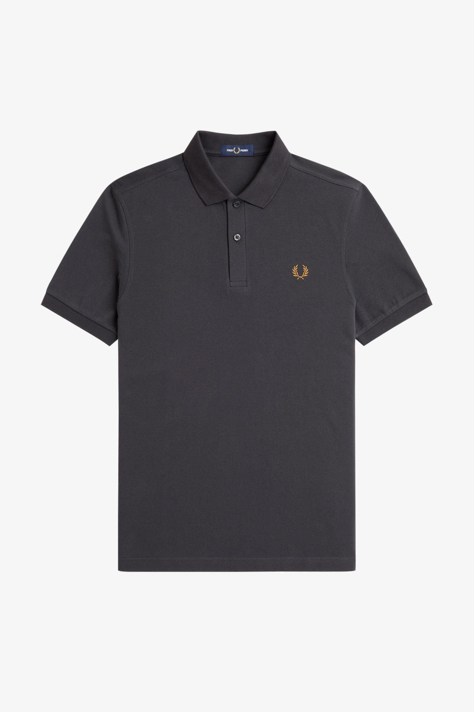 Polo Fred Perry M6000 Gris Ancla Caramelo Oscuro - ECRU