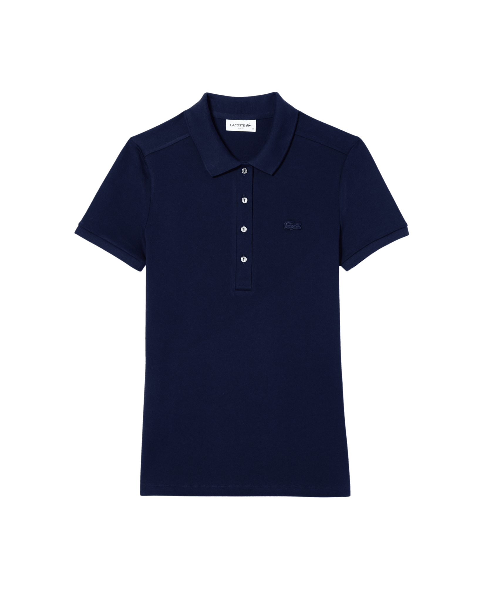 Polo Lacoste de Mujer en Piqué de Algodón Stretch Azul - ECRU