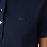 Polo Lacoste de Mujer en Piqué de Algodón Stretch Azul - ECRU