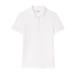 Polo Lacoste de Mujer en Piqué de Algodón Stretch Blanco - ECRU