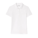 Polo Lacoste de Mujer en Piqué de Algodón Stretch Blanco - ECRU