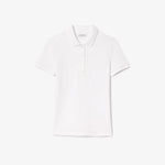 Polo Lacoste de Mujer en Piqué de Algodón Stretch Blanco - ECRU