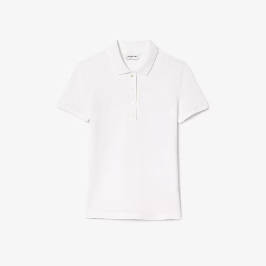 Polo Lacoste de Mujer en Piqué de Algodón Stretch Blanco - ECRU