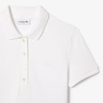 Polo Lacoste de Mujer en Piqué de Algodón Stretch Blanco - ECRU