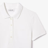 Polo Lacoste de Mujer en Piqué de Algodón Stretch Blanco - ECRU