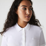 Polo Lacoste de Mujer en Piqué de Algodón Stretch Blanco - ECRU