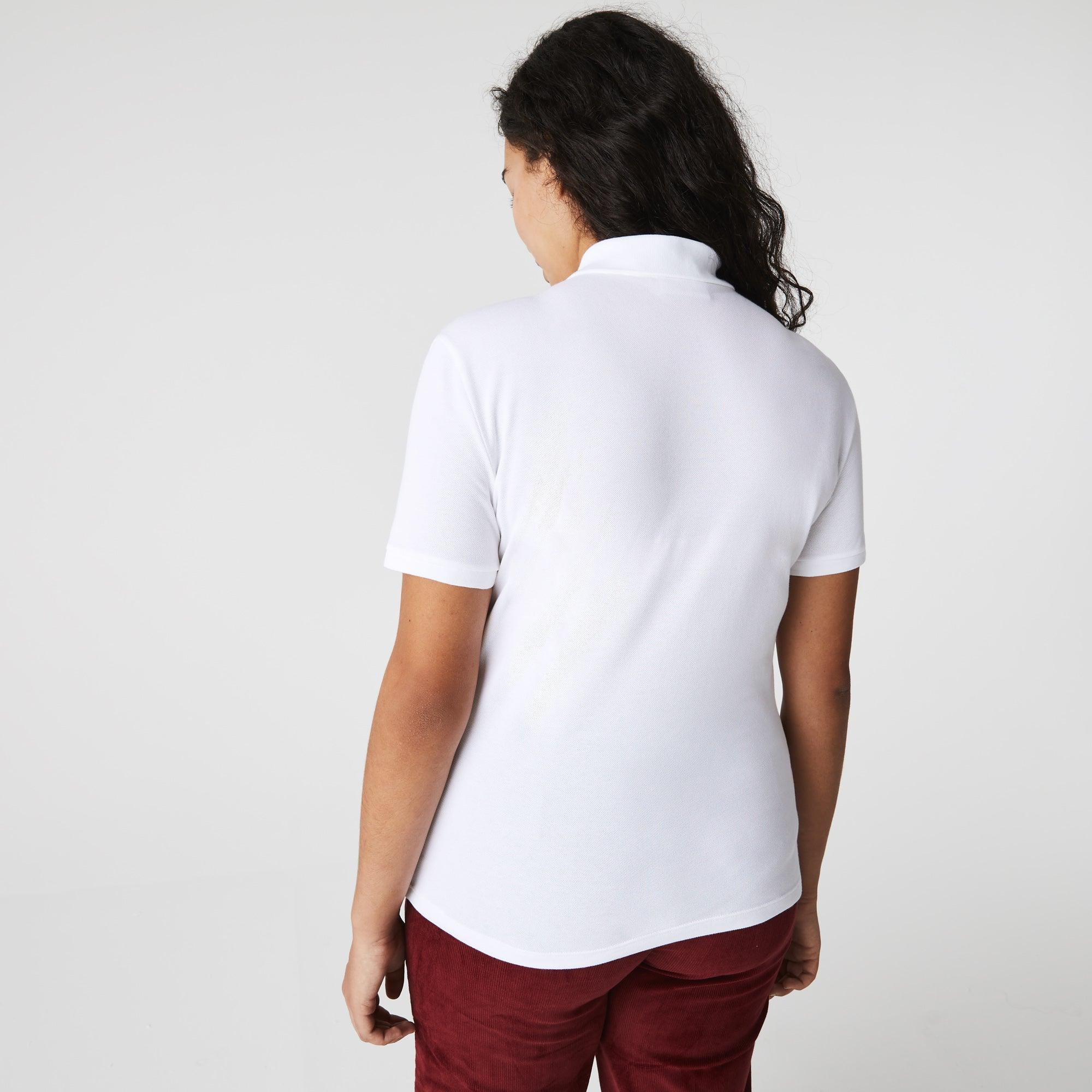 Polo Lacoste de Mujer en Piqué de Algodón Stretch Blanco - ECRU