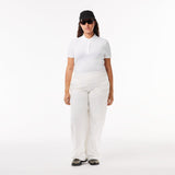 Polo Lacoste de Mujer en Piqué de Algodón Stretch Blanco - ECRU