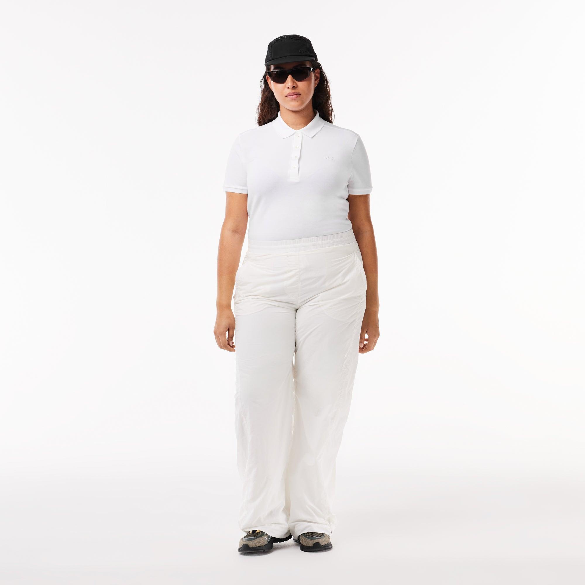 Polo Lacoste de Mujer en Piqué de Algodón Stretch Blanco - ECRU