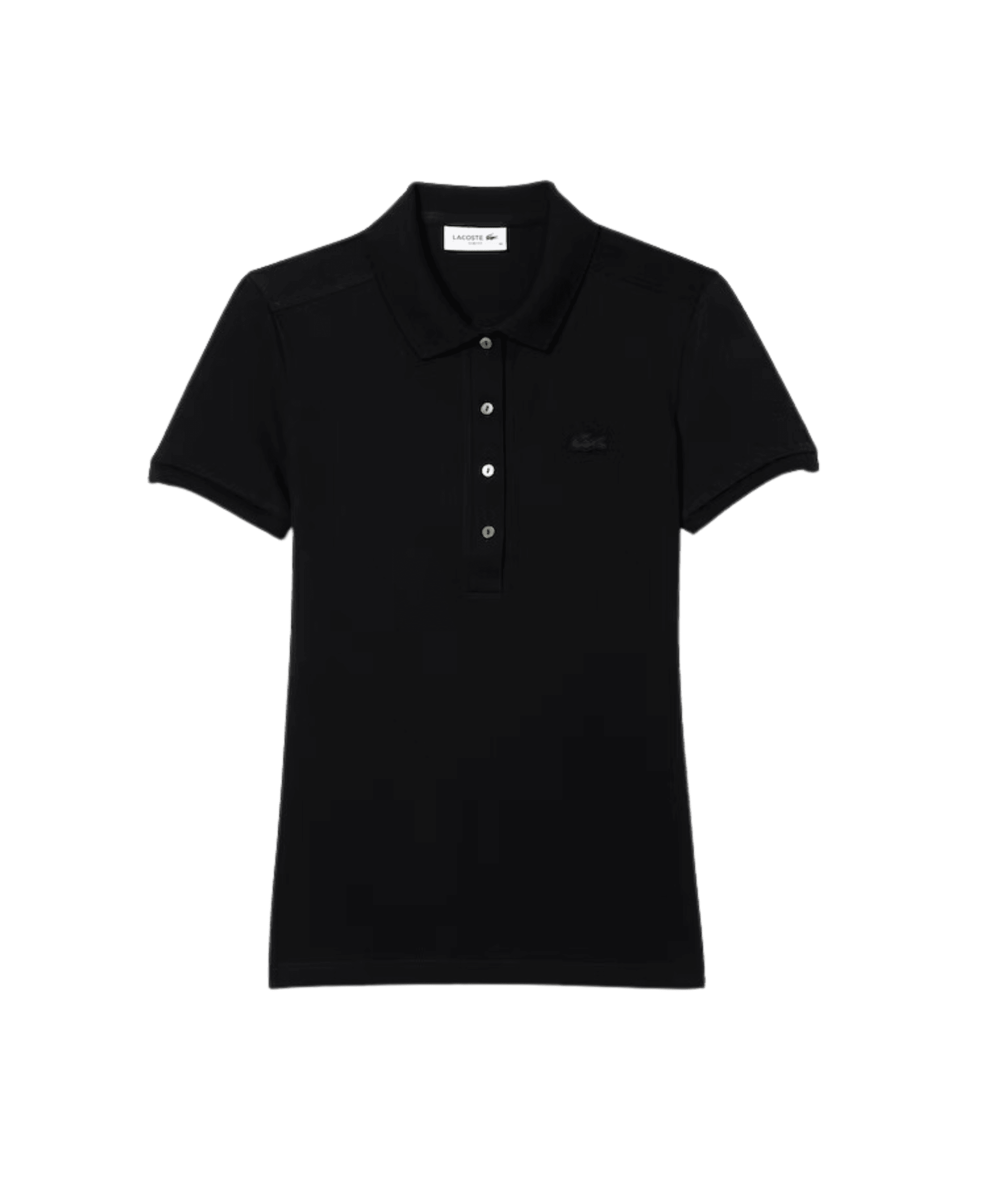 Polo Lacoste de Mujer en Piqué de Algodón Stretch Negro - ECRU