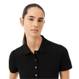 Polo Lacoste de Mujer en Piqué de Algodón Stretch Negro - ECRU