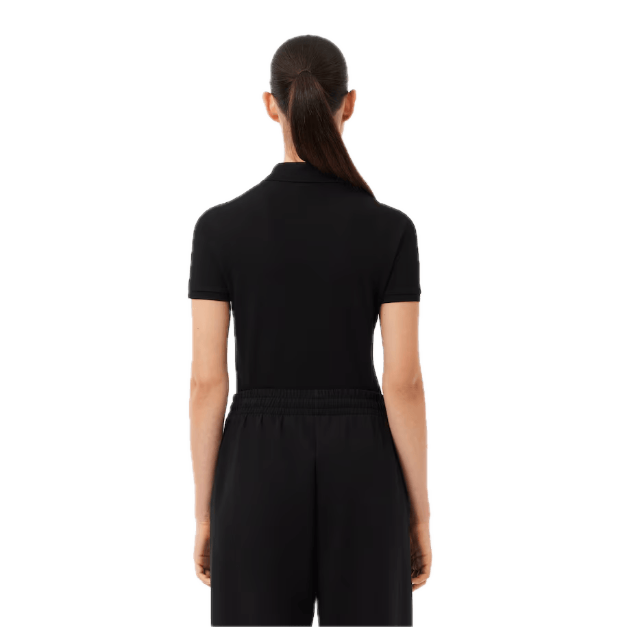 Polo Lacoste de Mujer en Piqué de Algodón Stretch Negro - ECRU