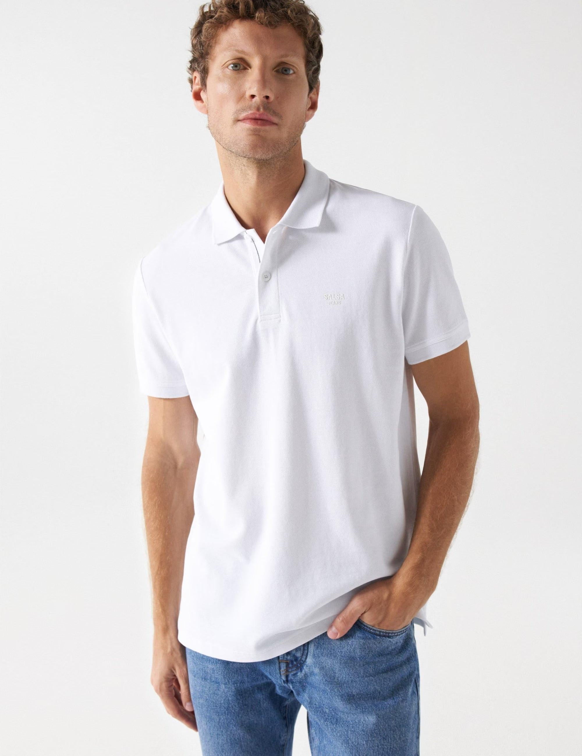 Polo Salsa Jeans Básico Regular Fit White - ECRU