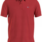 Polo Tommy Jeans Slim Placket Deep Crimson - ECRU