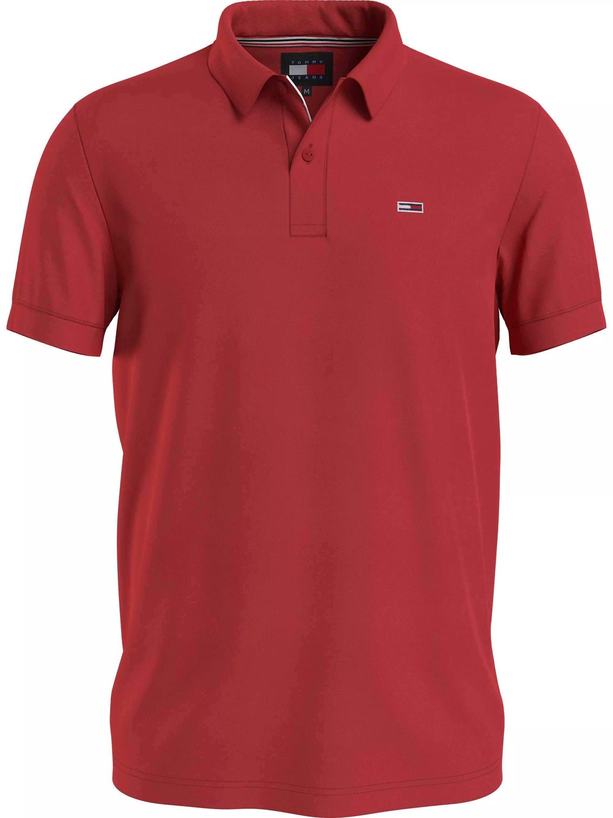 Polo Tommy Jeans Slim Placket Deep Crimson - ECRU