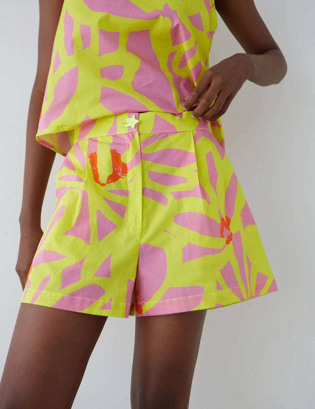 Short Dr Bloom Star Flores Amarillo - ECRU