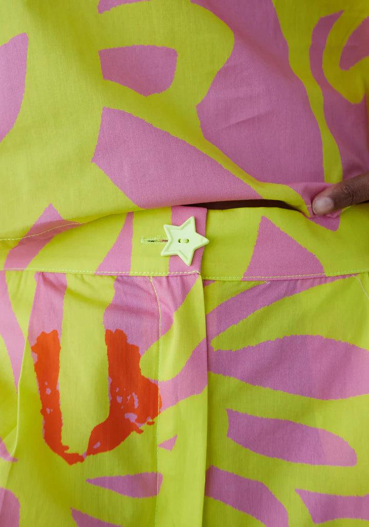 Short Dr Bloom Star Flores Amarillo - ECRU