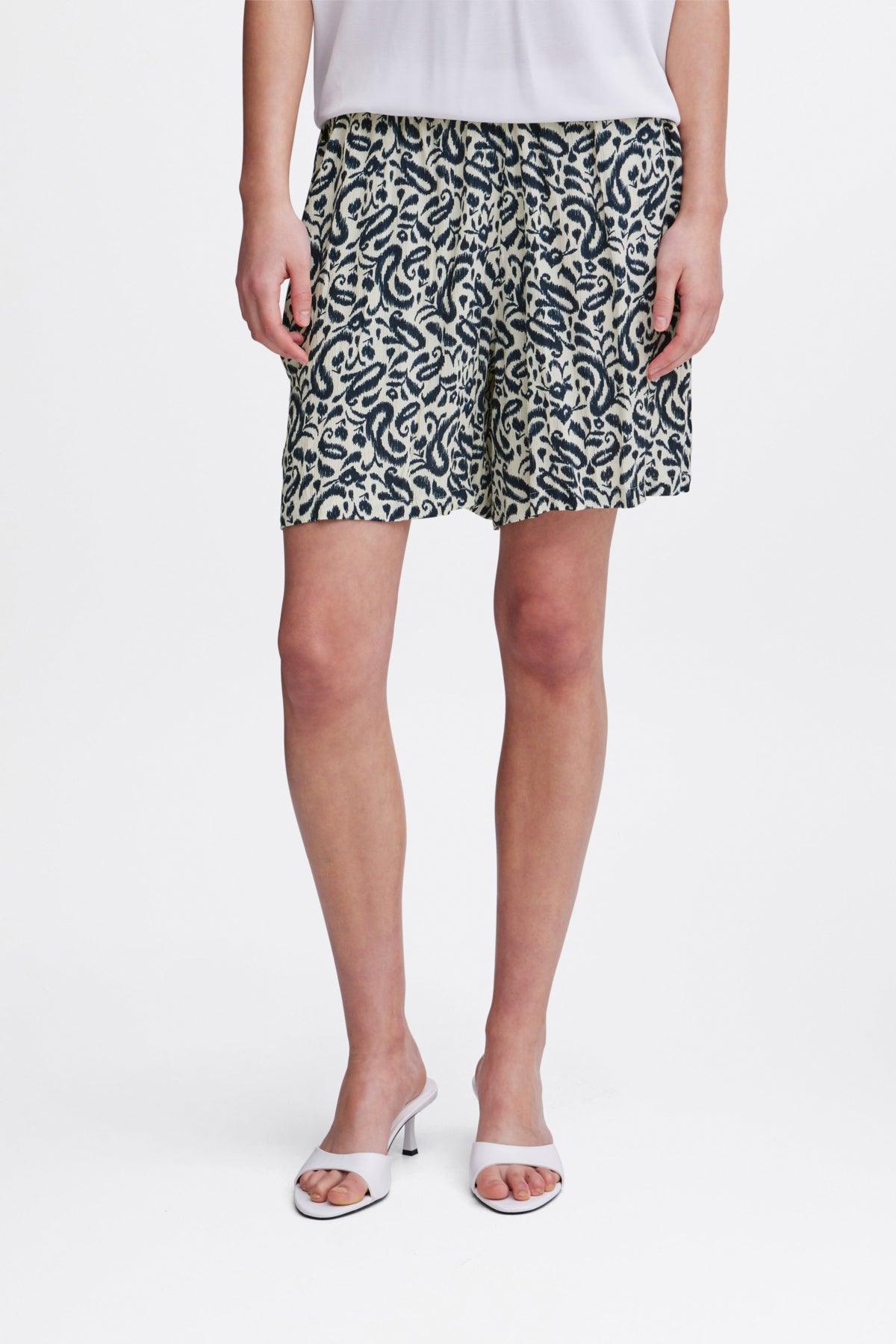 Shorts ICHI Marrakech Aop Total Eclipse Paisley - ECRU