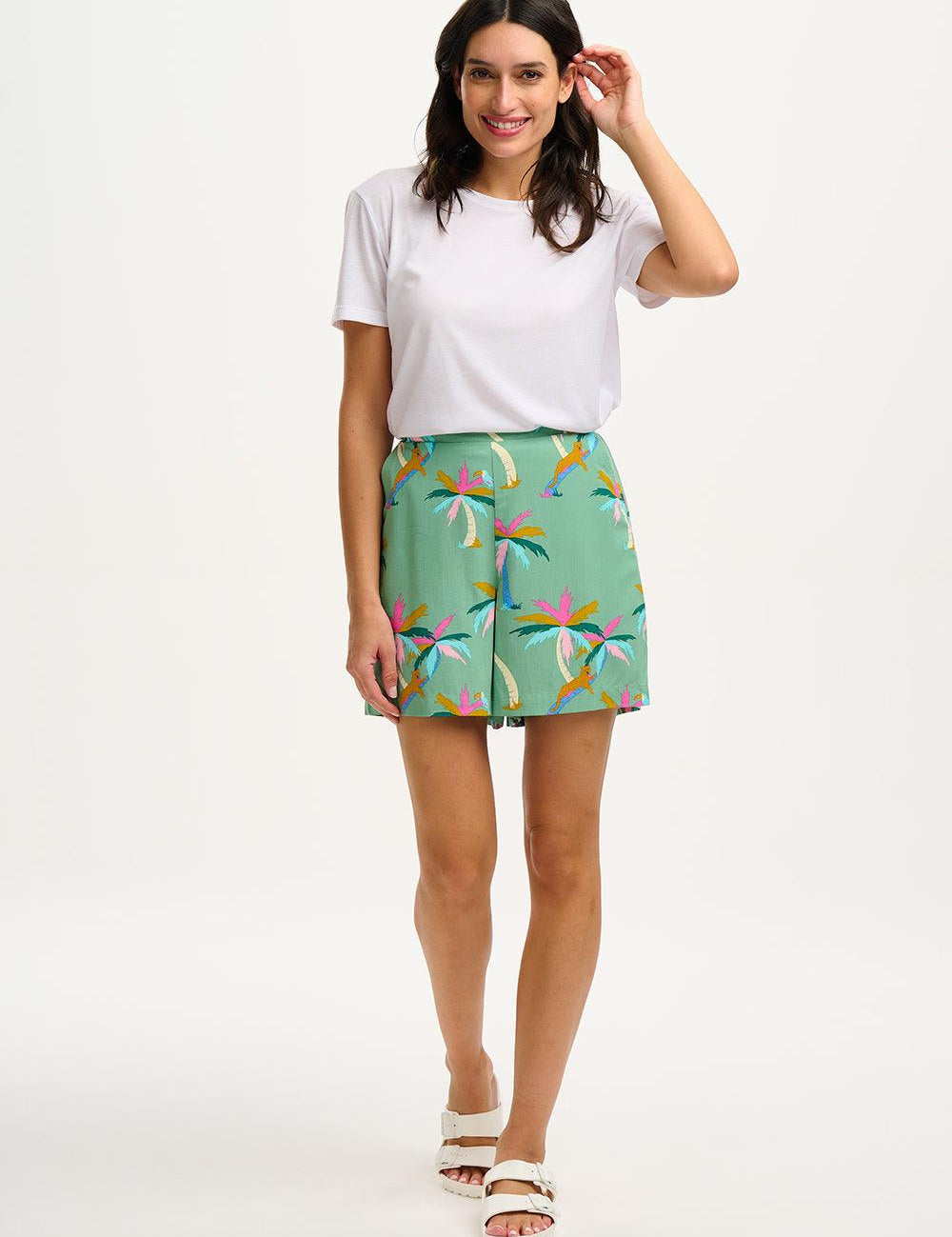 Shorts Sugarhill Enola Green Rainbow Palms - ECRU