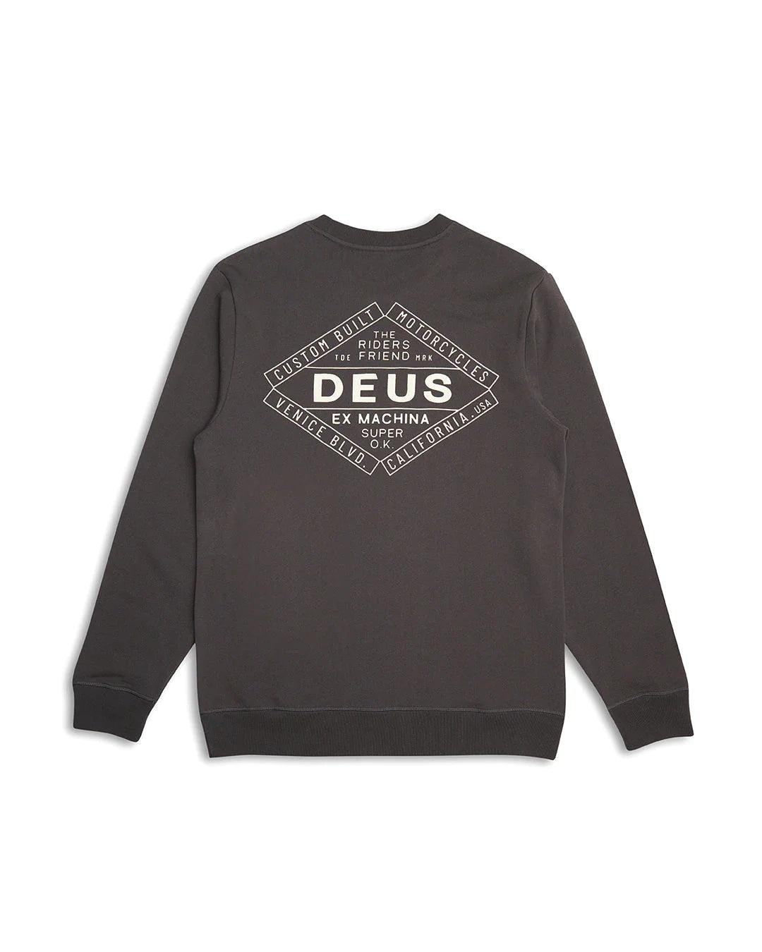 Sudadera Deus Ex Machina Chatterbox Crew Anthracite - ECRU