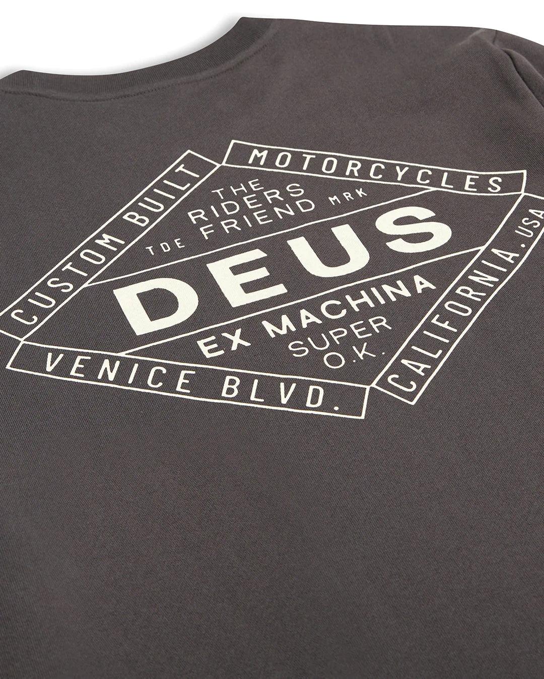 Sudadera Deus Ex Machina Chatterbox Crew Anthracite - ECRU