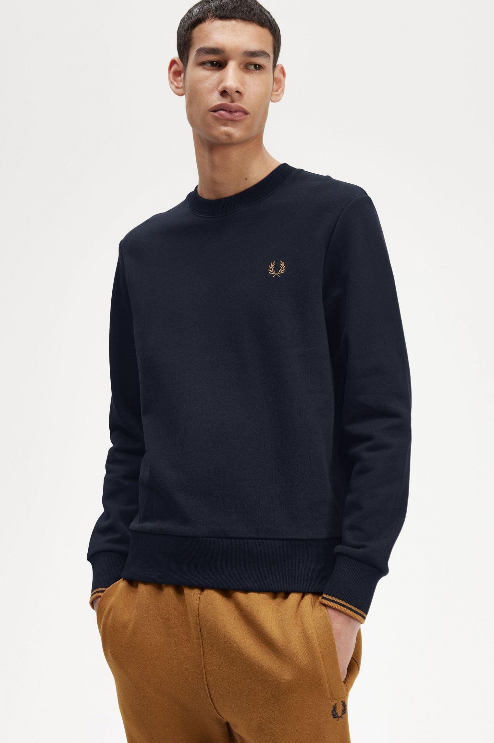 Sudadera Fred Perry con Cuello Redondo M7535 Azul Marino - ECRU