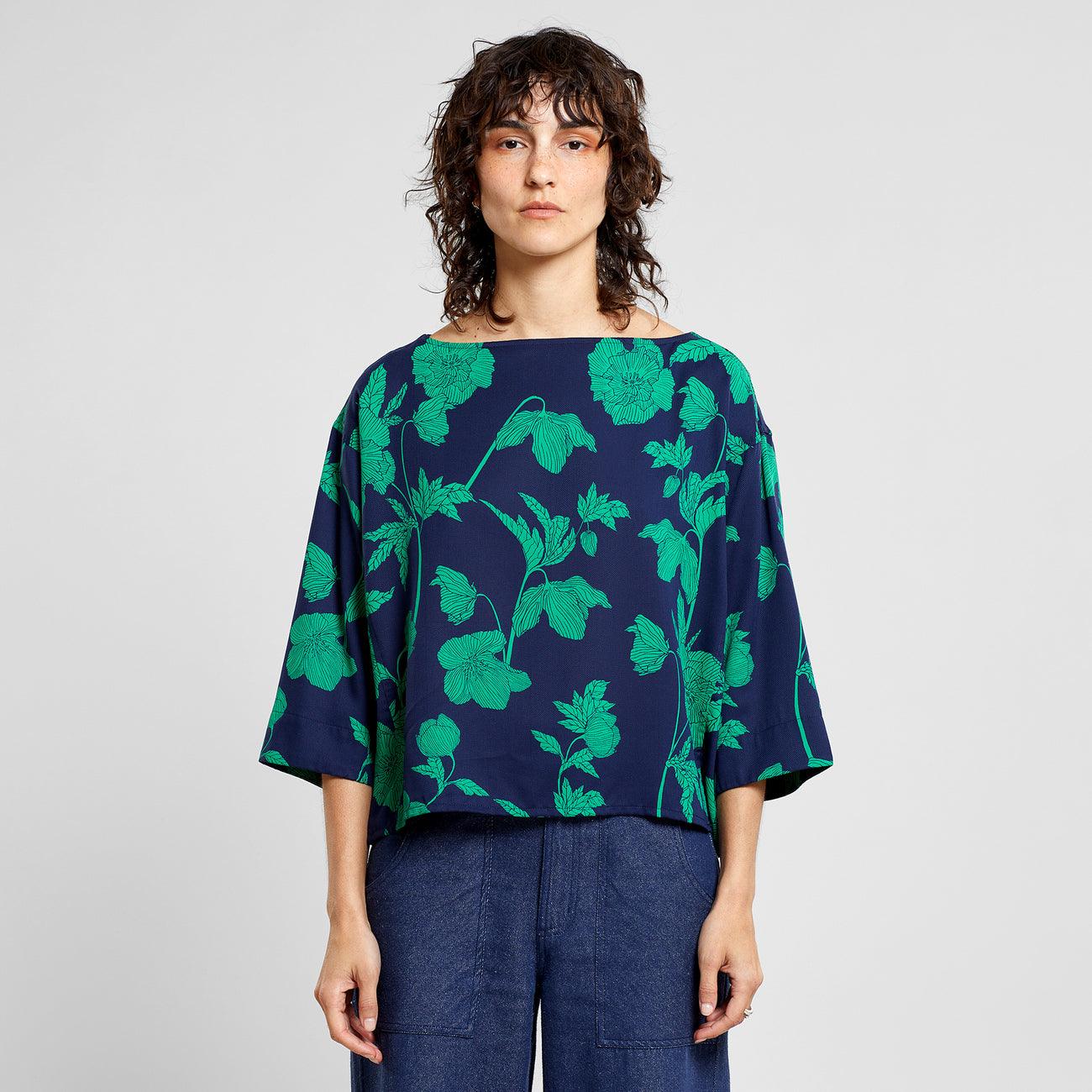 Top Dedicated Vellinge Duotone Floral Green - ECRU