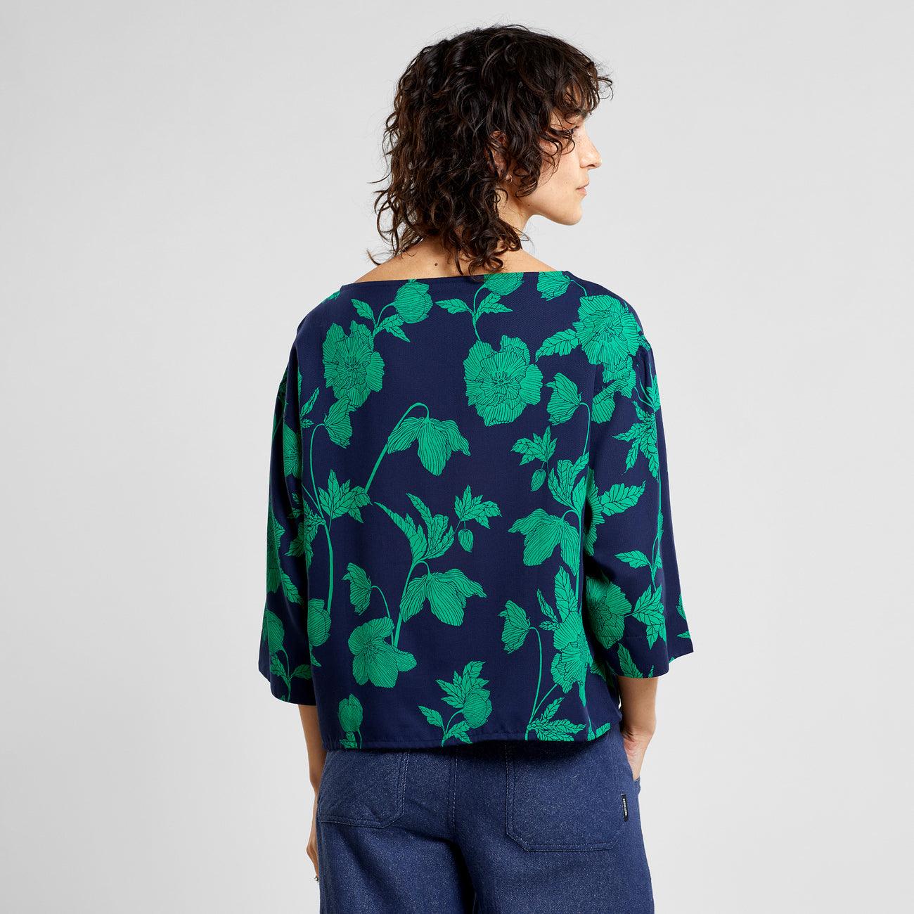 Top Dedicated Vellinge Duotone Floral Green - ECRU